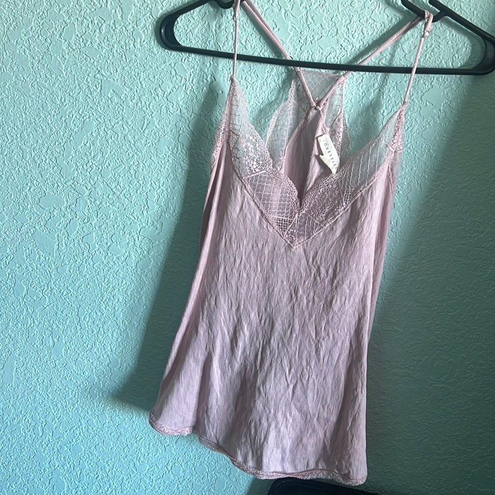 Lovestitch pink lacey tank top